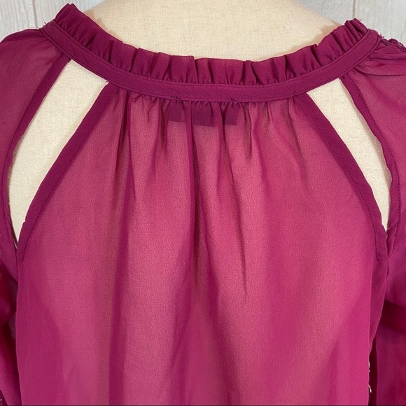 Jessica Simpson Sheer Purple Lace Blouse - Picture 7 of 11